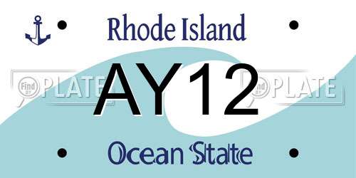 AY12 Rhode Island License Plate
