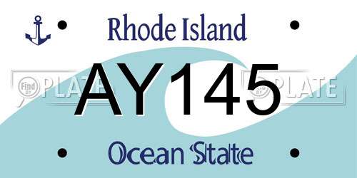 AY145 Rhode Island License Plate