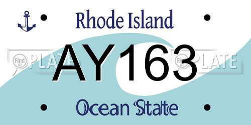 AY163 Rhode Island License Plate