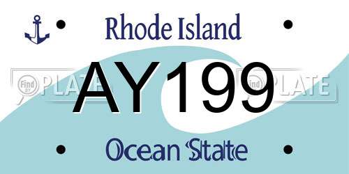 AY199 Rhode Island License Plate