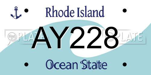 AY228 Rhode Island License Plate