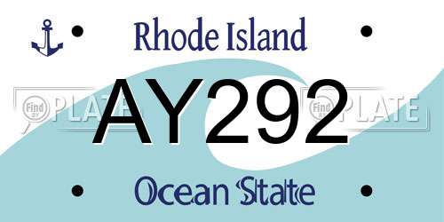 AY292 Rhode Island License Plate