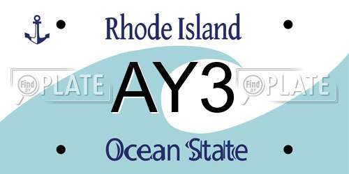 AY3 Rhode Island License Plate