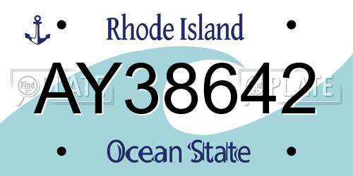AY38642 Rhode Island License Plate