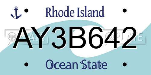 AY3B642 Rhode Island License Plate