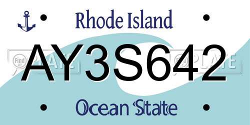 AY3S642 Rhode Island License Plate
