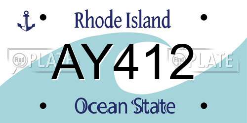 AY412 Rhode Island License Plate