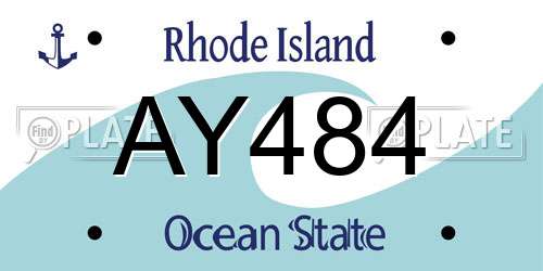 AY484 Rhode Island License Plate