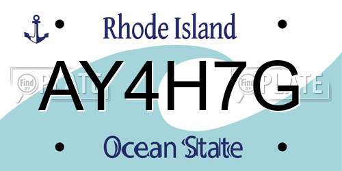 AY4H7G Rhode Island License Plate