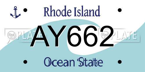 AY662 Rhode Island License Plate