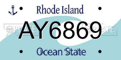 AY6869 Rhode Island License Plate