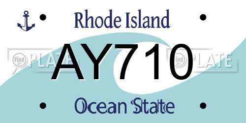 AY710 Rhode Island License Plate