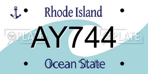 AY744 Rhode Island License Plate