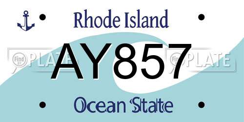 AY857 Rhode Island License Plate