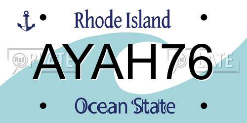 AYAH76 Rhode Island License Plate