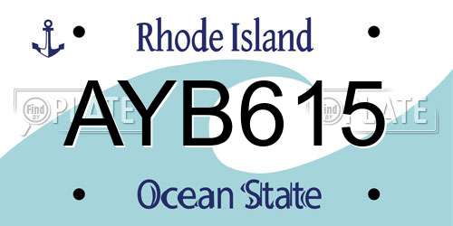AYB615 Rhode Island License Plate
