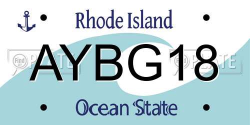 AYBG18 Rhode Island License Plate