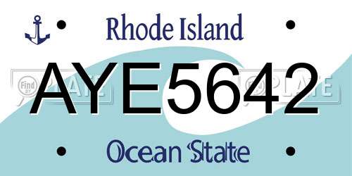 AYE5642 Rhode Island License Plate