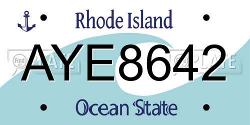 AYE8642 Rhode Island License Plate