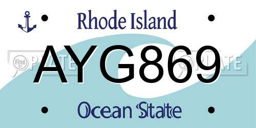 AYG869 Rhode Island License Plate