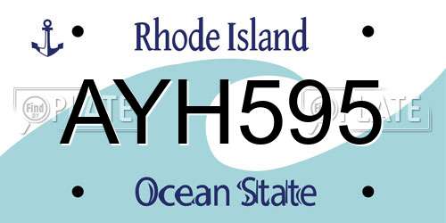 AYH595 Rhode Island License Plate