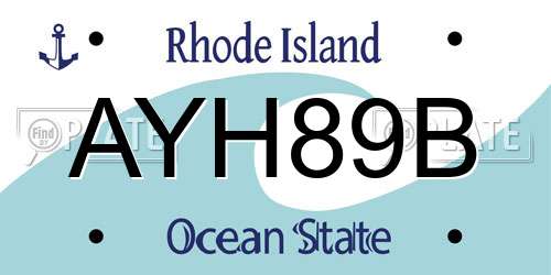 AYH89B Rhode Island License Plate