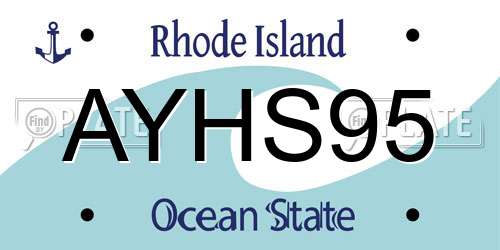 AYHS95 Rhode Island License Plate