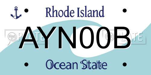 AYN00B Rhode Island License Plate