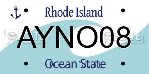 AYNO08 Rhode Island License Plate