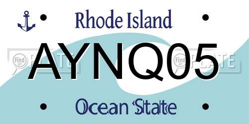 AYNQ05 Rhode Island License Plate