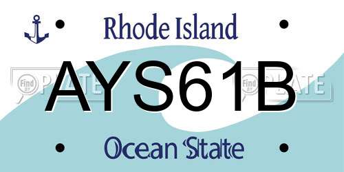 AYS61B Rhode Island License Plate