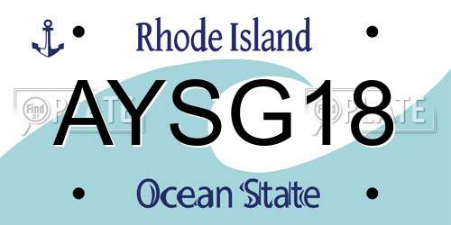 AYSG18 Rhode Island License Plate