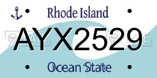 AYX2529 Rhode Island License Plate