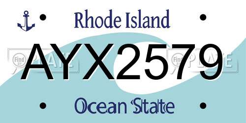 AYX2579 Rhode Island License Plate