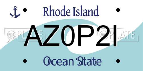 AZ0P2I Rhode Island License Plate