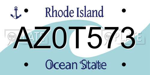 AZ0T573 Rhode Island License Plate