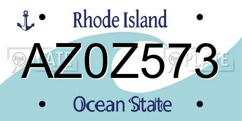 AZ0Z573 Rhode Island License Plate