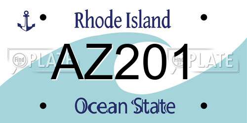 AZ201 Rhode Island License Plate