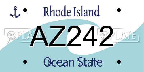 AZ242 Rhode Island License Plate