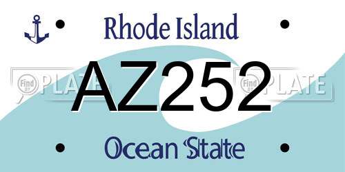 AZ252 Rhode Island License Plate
