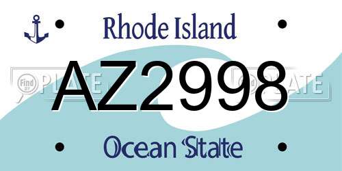 AZ2998 Rhode Island License Plate