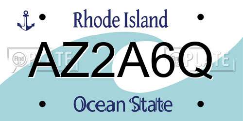 AZ2A6Q Rhode Island License Plate