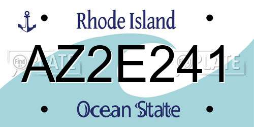 AZ2E241 Rhode Island License Plate
