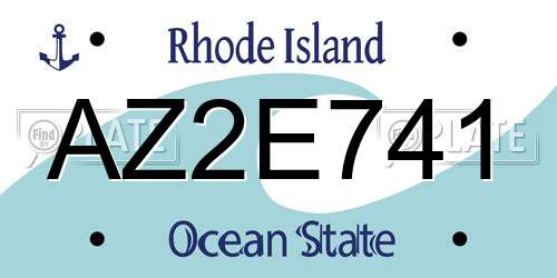 AZ2E741 Rhode Island License Plate