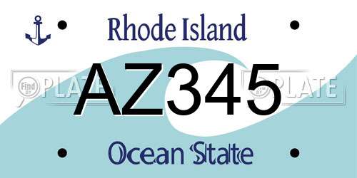 AZ345 Rhode Island License Plate