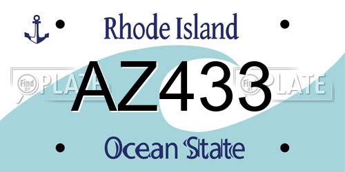 AZ433 Rhode Island License Plate