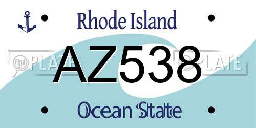 AZ538 Rhode Island License Plate