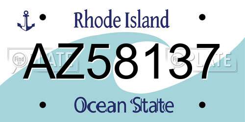 AZ58137 Rhode Island License Plate