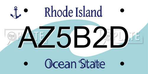 AZ5B2D Rhode Island License Plate