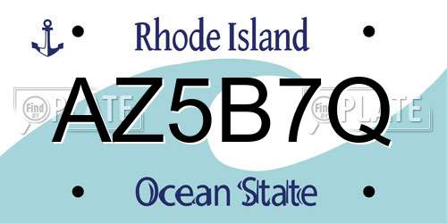 AZ5B7Q Rhode Island License Plate